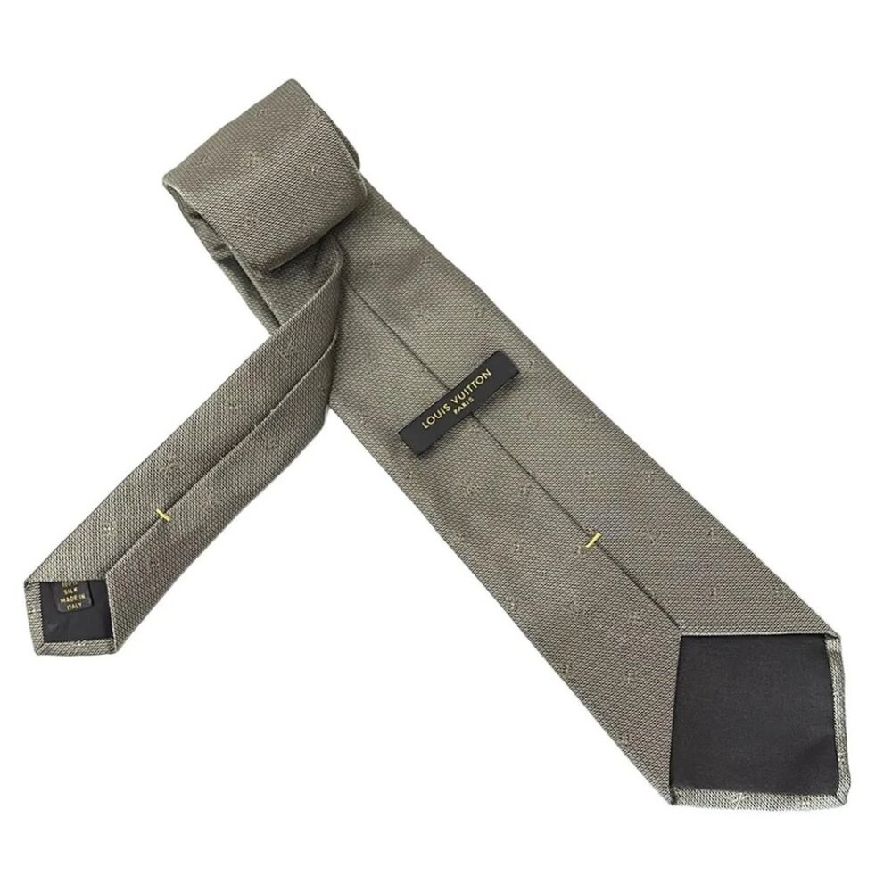 LOUIS VUITTON - Beige Black Unconfirmed Men's Tie 144-090125 - Picture 2 of 4